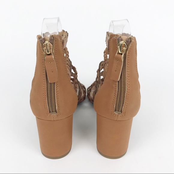 NEW Franco Sarto L-Paisley Cognac Gladiator Block Heel Strappy Studded Shoes - Picture 5 of 9